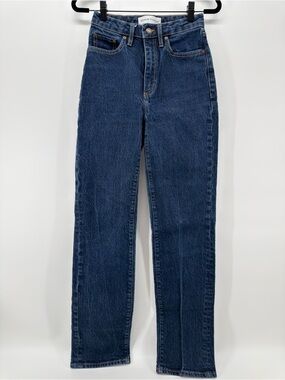 Aritzia Denim Forum The High Rise Straight Jean 24 Dark Blue wash 90s